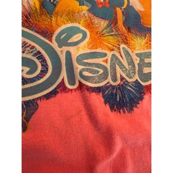 Disney Pink T-Shirt With Mickey & Friends Fireworks Graphic Print Size M - Picture 5 of 7